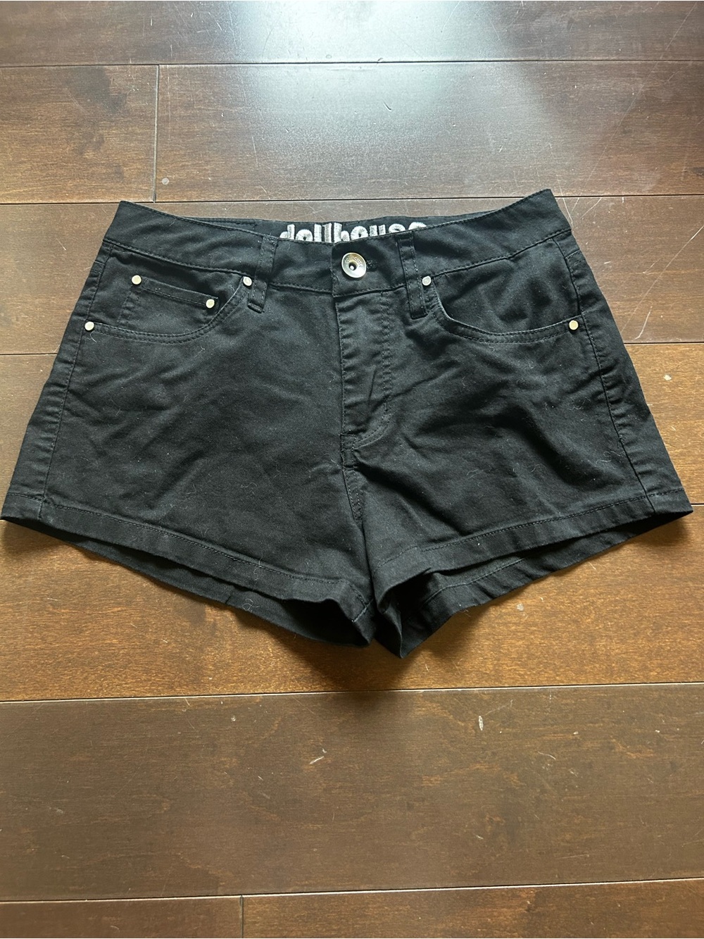dollhouse Black Women's High-Rise Denim Shorts